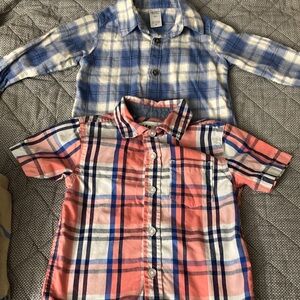 Carter's Blue and Pink Plaid Button Down Shirts (D). Bundle